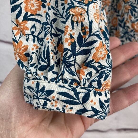 St John’s Bay Top SZ MP Ruffle Green Yellow Floral Prairie Modest Cottage Core - Picture 5 of 9